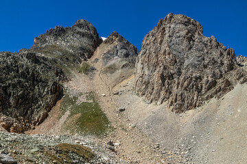 Paysage  du Massif des cerces , Pic de la Moulinière ,  en été  , Hautes-Alpes , France