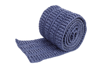 beautifully folded blue wool scarf isolated on white background