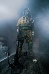 Fototapeta premium Fighter with a crossbow. Apocalypse