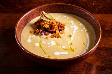 mushroom cream soup on the table