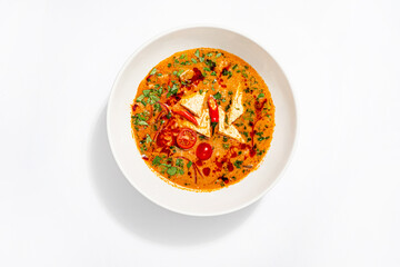 hot thai soup on the white background