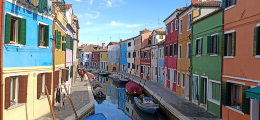 view of the grand canal in burano, veneto, italy