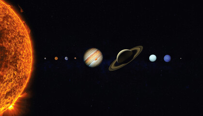 Solar system scale. Elements of this image furnished by NASA