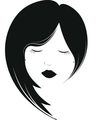 Woman head silhouette vector illustration. Lady heir black outline stock image