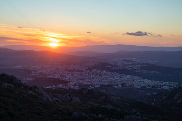Tramonto su Nuoro dal Monte Ortobene, provincia di Nuoro, Sardegna