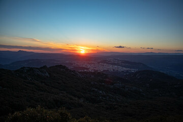 Tramonto su Nuoro dal Monte Ortobene, provincia di Nuoro, Sardegna