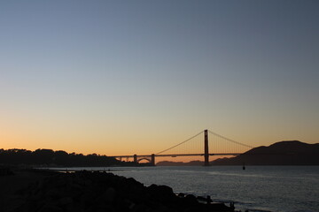 Obraz premium San Francisco California travel pictures of the Golden Gate Bridge during sunset