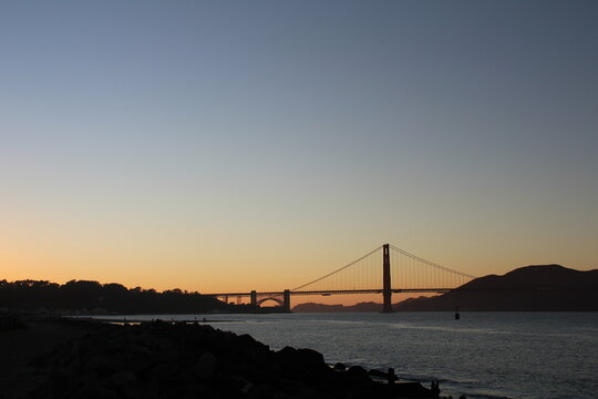 San Francisco California travel pictures of the Golden Gate Bridge during sunset