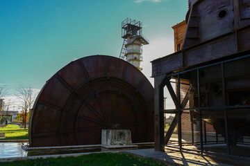 Mill wheel near an old abandoned sugar factory in Valladolid, Spain