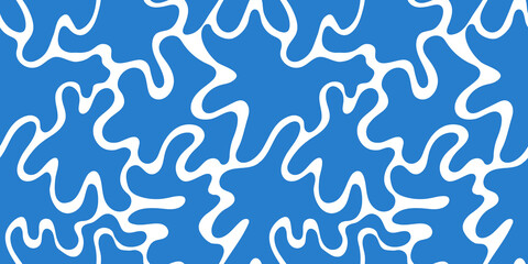 Seamless pattern with blue   bubble shapes. Colored spots vector seamless pattern. Hand drawn various shapes for label, print, packaging, fabric.