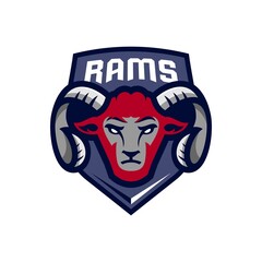 goat or ram esport gaming mascot logo template. sheep head sport mascot design character for gaming team or college club, modern cartoon style Illustration design of lamb head 