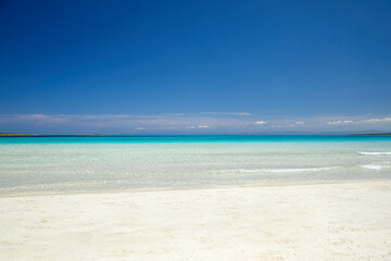 Beautiful view of Pelosa Beach (Spiaggia Della Pelosa). Stintino, Italian Maldives. La Pelosa...