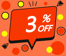 3% orange discount price sign for sales