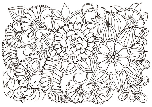 Flower pattern in black and white. Can use for print , coloring and card design