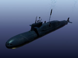 submarino chino Jin, en inmersión y en superficie
