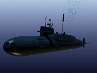 submarino chino Jin, en inmersión y en superficie