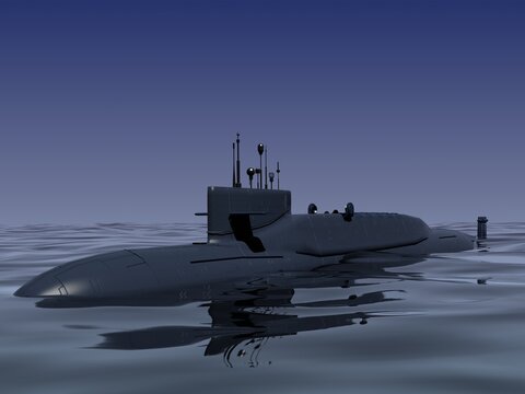 submarino chino Jin, en inmersi&oacute;n y en superficie