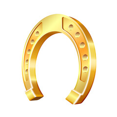 Golden horseshoe, lucky St. Patricks day symbol. Good luck sign