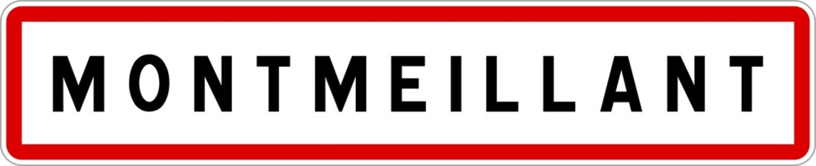 Obraz premium Panneau entrée ville agglomération Montmeillant / Town entrance sign Montmeillant