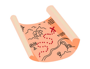 Vector illustration pirate paper treasure map