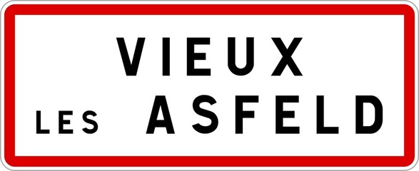 Fototapeta premium Panneau entrée ville agglomération Vieux-lès-Asfeld / Town entrance sign Vieux-lès-Asfeld