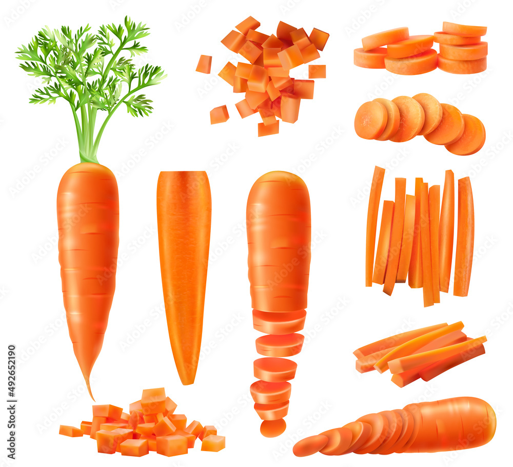 Poster Realistic Carrot Icons Collection