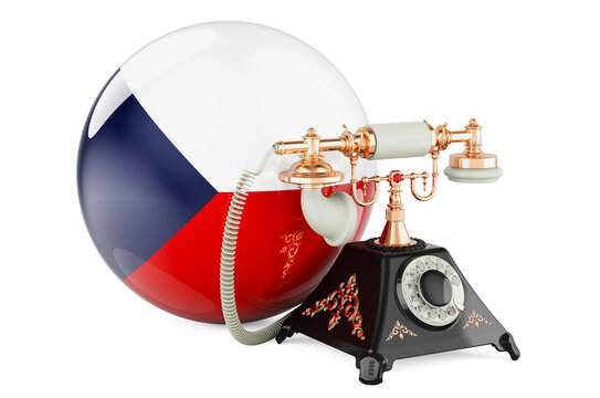 Phone With Czech Flag. Communication Services In Czech Republic, Concept. 3D Rendering