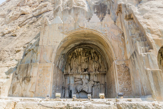 Reliefs at Taq-e Bostan in Kermanshah, Iran