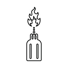 Burning, fire, gas outline icon. Line art sketch.