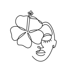 Face of an abstract woman with a flower.