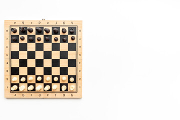 Chess pieces and board in game. Competition business strategy concept