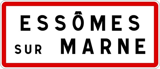 Panneau entrée ville agglomération Essômes-sur-Marne / Town entrance sign Essômes-sur-Marne