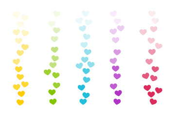 Likes flying up for stories and live streams. Rainbow like icons for social media ui. Vector illlustration isolated in white background