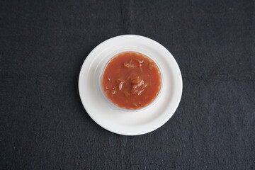 Gourmet enjoys vitamin-rich, healthy camu camu jam. Made from fresh Amazonian fruits (Myrciaria dubia), family Myrtaceae. 