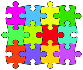 Puzzle pieces game colorful (jigsaw) vector illustration.