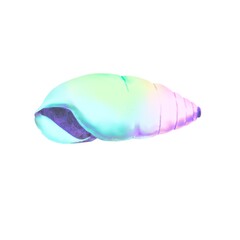 watercolor illustration of rainbow-colored shell. Bright seashells
