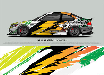 Car wrap decal design vector. abstract Graphic background kit designs for vehicle, race car, rally, livery, sport car