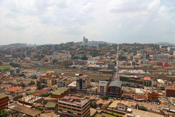 View of Kampala city - Uganda. Aerial cityscape view to Kampala, capital of Uganda