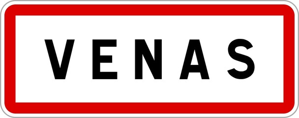 Panneau entrée ville agglomération Venas / Town entrance sign Venas