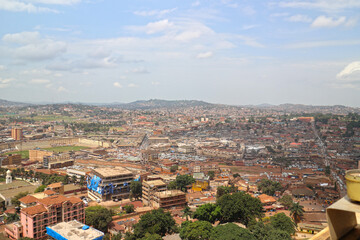 Fototapeta na wymiar View of Kampala city - Uganda. Aerial cityscape view to Kampala, capital of Uganda