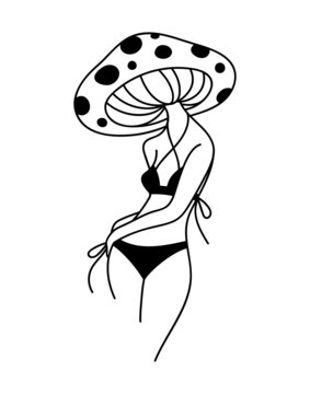 mushroom woman black bikini pose clip art preview