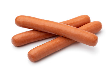 Frankfurter sausages close up for a snack isolated on white background