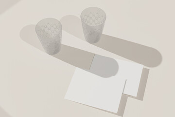 Realistic blank flyer brochure for mockup. 3D Render.