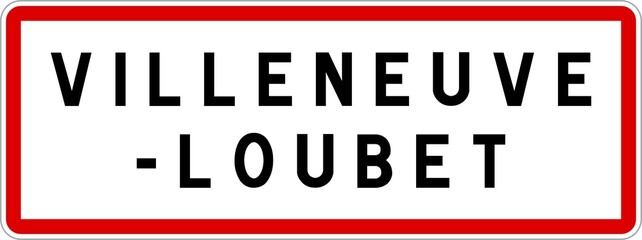 Panneau entrée ville agglomération Villeneuve-Loubet / Town entrance sign Villeneuve-Loubet - obrazy, fototapety, plakaty