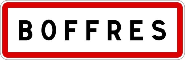 Fototapeta na wymiar Panneau entrée ville agglomération Boffres / Town entrance sign Boffres
