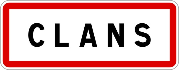 Panneau entrée ville agglomération Clans / Town entrance sign Clans