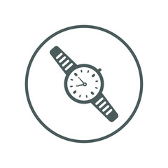 Hand watch, time icon. Gray vector sketch.