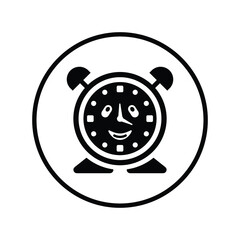 Happy hour, smile, time icon. Black vector sketch.