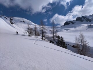 Fototapeta premium winter landscape in raurisertal in austrian alps