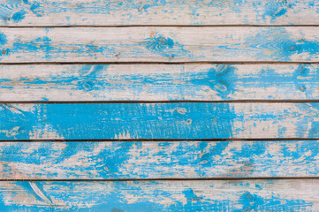 wooden background of blue painted rough boards